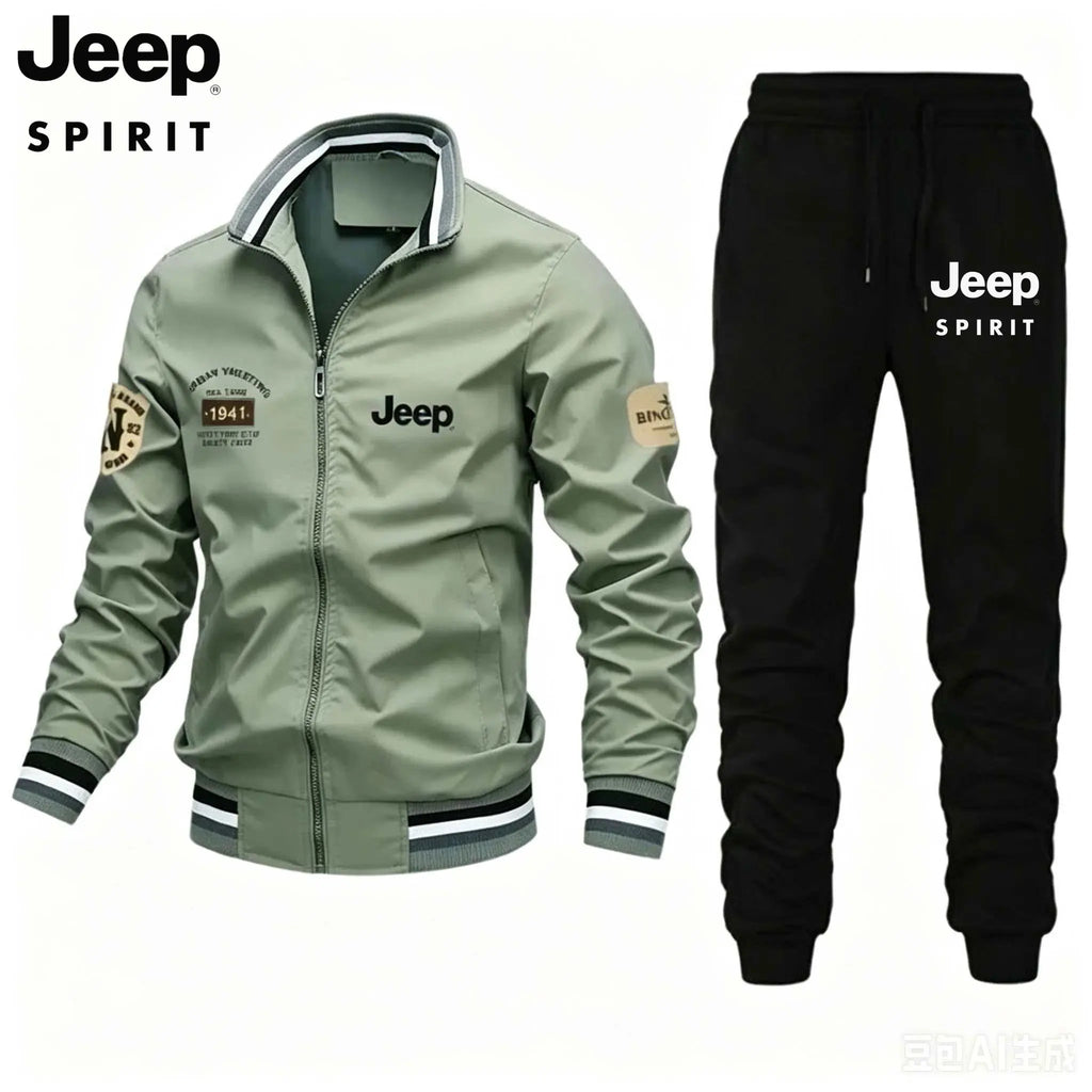 Brand new 2026 Jeep high-quality casual jacket set, with a stand-up collar, suitable for spring and autumn, ideal for outdoor ac
