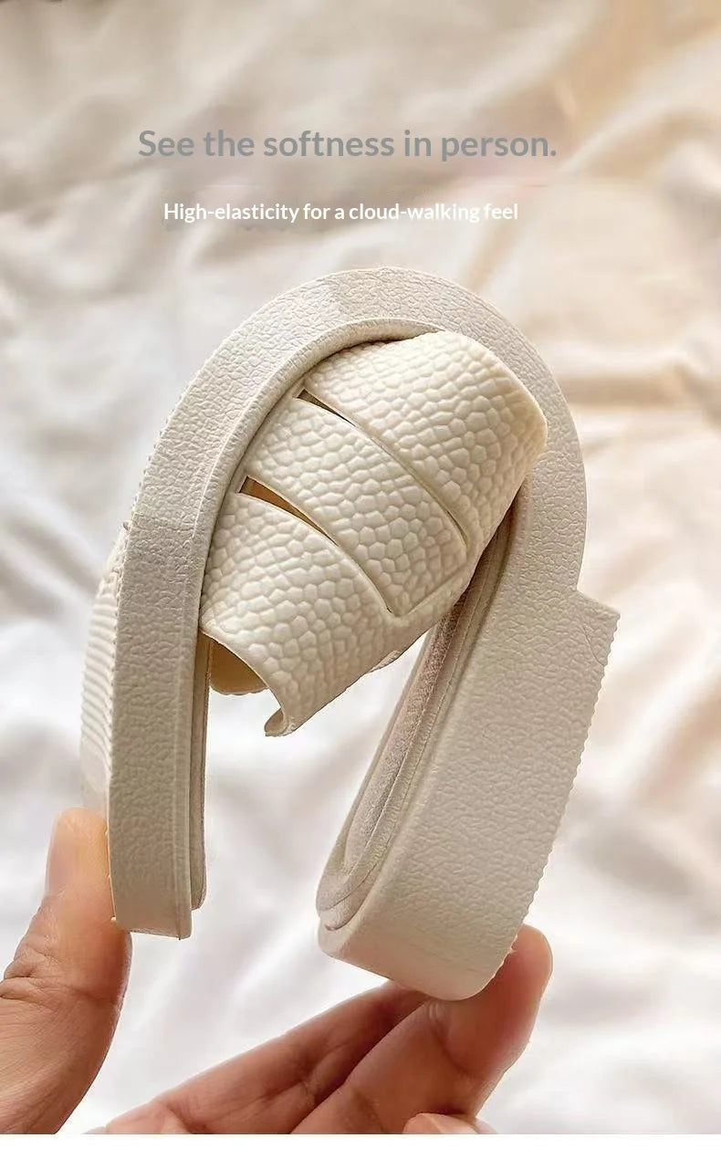 Fashion women's smooth slippers small Xinhong style French-style square toe high-end summer beach and outdoor slippers Advanced