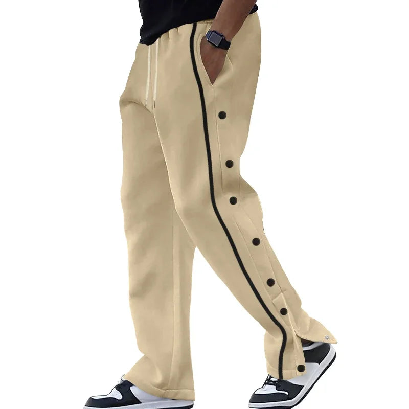 Spring and Autumn New Jacquard Long Pants Single breasted Patchwork Loose Large Casual Pants Versatile Sanitary Pants