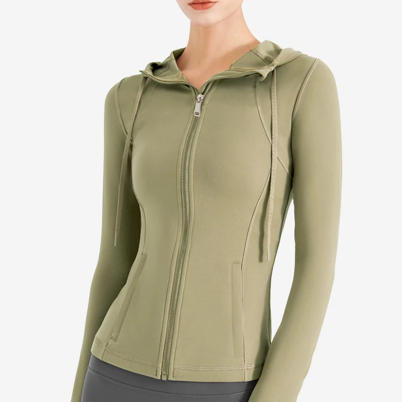 Autumn Winter Sport Jacket Women Quick Dry Fitness Gym Jacket Windbreaker Running Hoodies Long Sleeve Yoga Shirts Top Sportswear