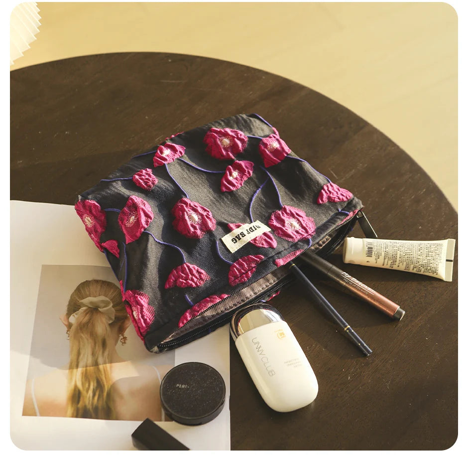 Purple Charm women's makeup bag by Hotfashionitems, stylish cosmetic organizer pouch with multiple compartments and sleek design.