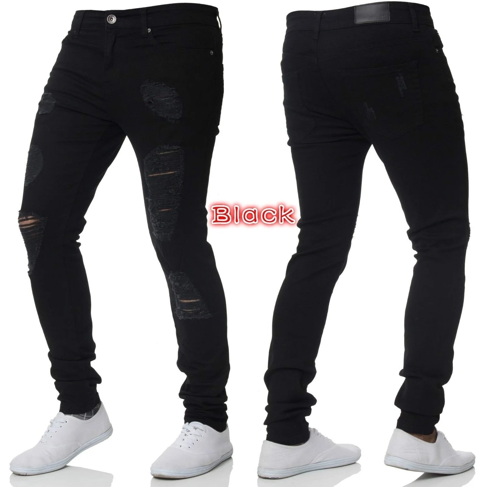 2025 New mbroidery Skinny Ripped Jeans Men Cotton Stretchy Hole Slim Fit Hip Hop Denim Pants Casual Jeans for Men Jogging Trouse