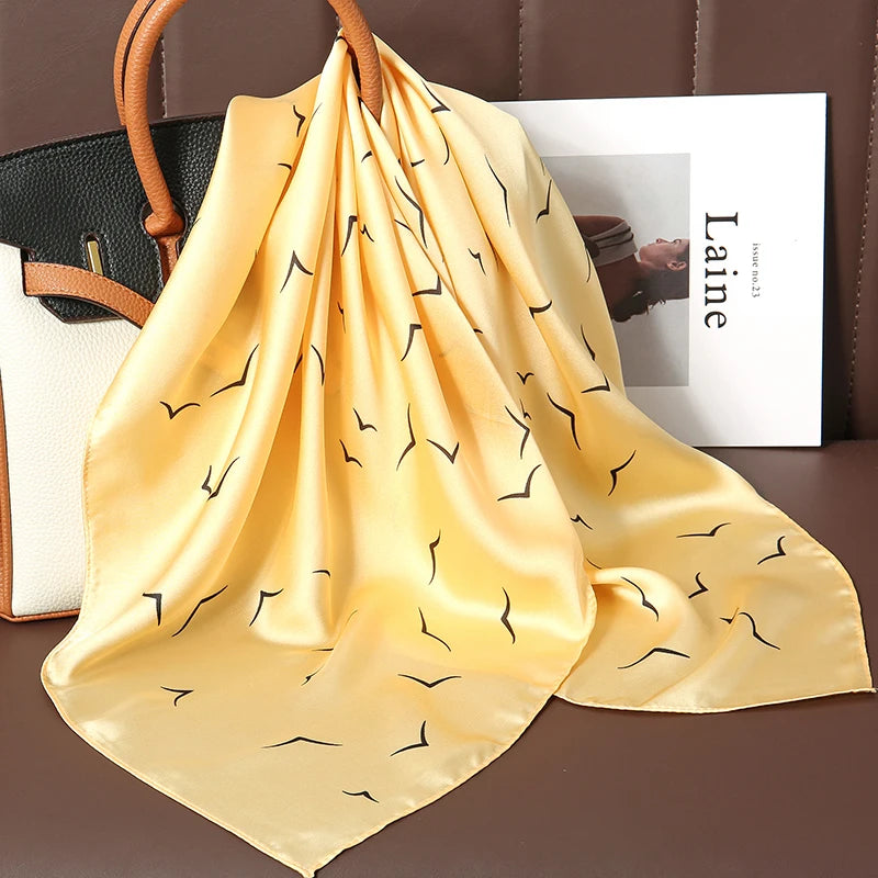 New Satin Shawl Design Wild leopard Print Silk Square Women neck scarves Wrap Headkerchief Beach Hair Band women's bandana