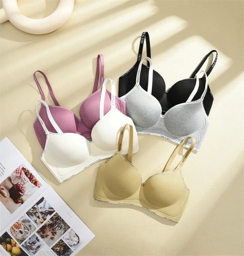FINETOO Thickened Push-Up Bra for Women No Steel Padded Brassiere Anti-Sagging Underwear Sexy Backless Gather Bralette Lingerie