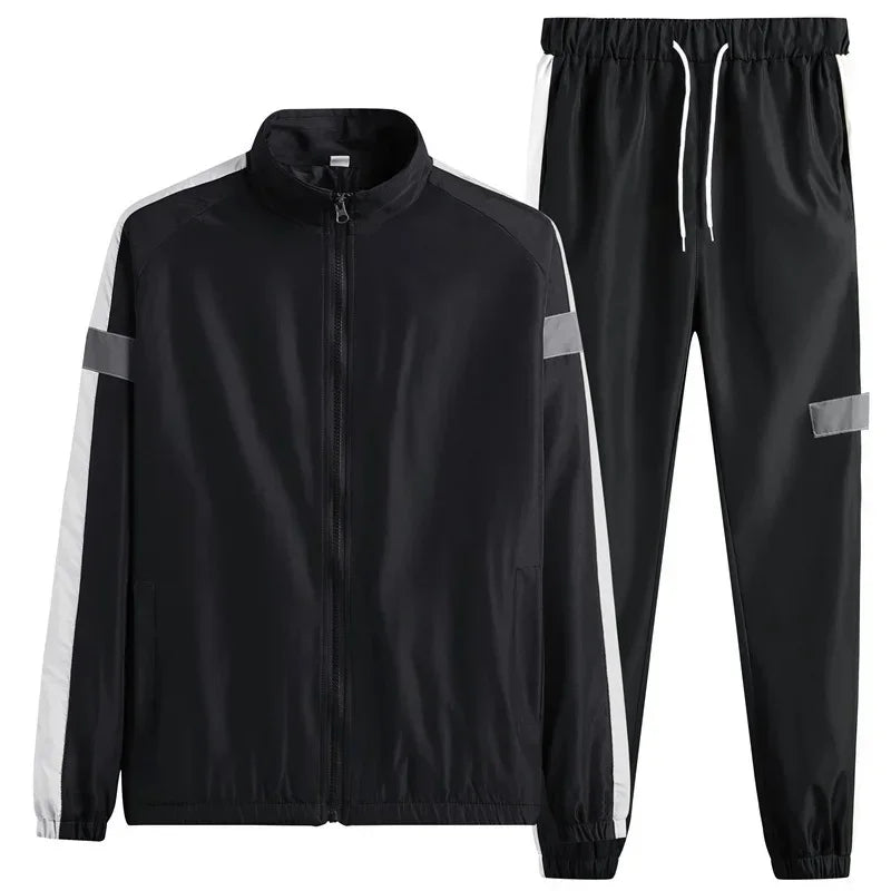 2026 New Men's Casual Sets Men Tracksuit Oversized Trend Patchwork Design Hooded Jacket+pants Two-pieces Men Running Sports Suit