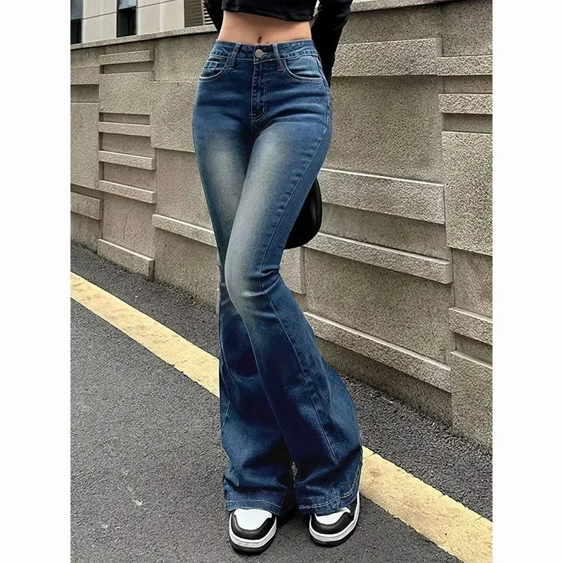 2025 Woman Vintage High Waist Flare Jeans Female Stretchy Bootcut Tight Denim Pants Women Bell Bottoms Casual Slim Fit Trousers