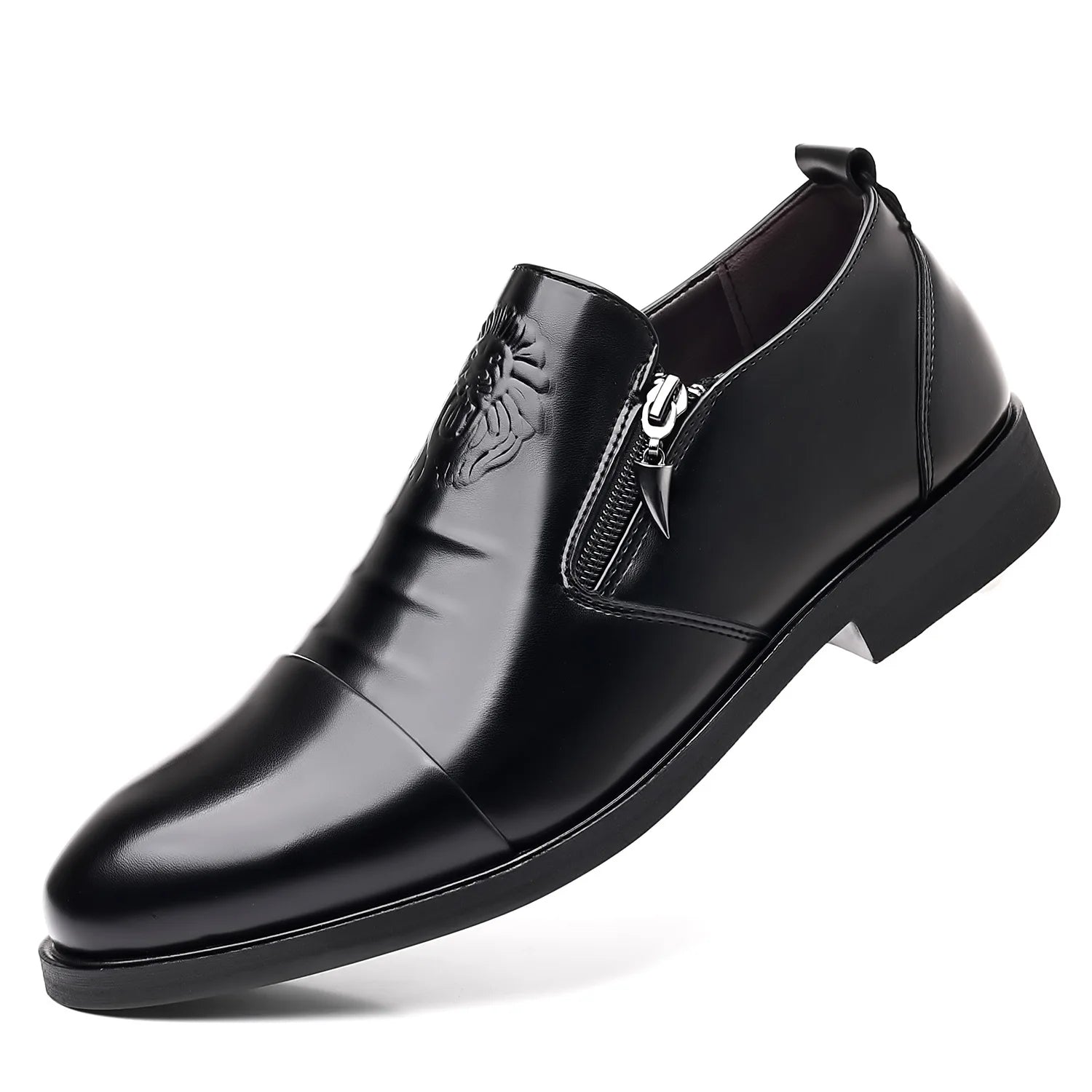 Luxury Men Oxford Shoes Retro Lion Head Zip Men Dress Shoes Office Business Loafer High Quality Men Party Wedding Shoes 2024 New
