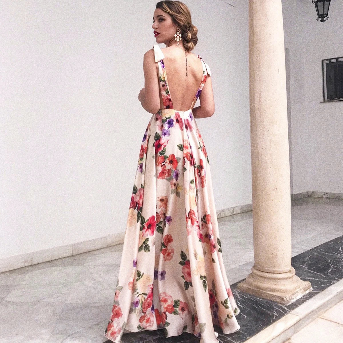 Boho Style Long Dress Beach Holiday Dress Halter Maxi Print Slip Dress Summer Women's Dress
