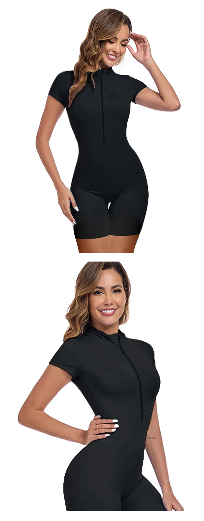 Sports Outdoor Women's Sportswear Cross-Border Summer Thin Women's One-Piece Shapewear with Zipper Shorts Yoga Wear