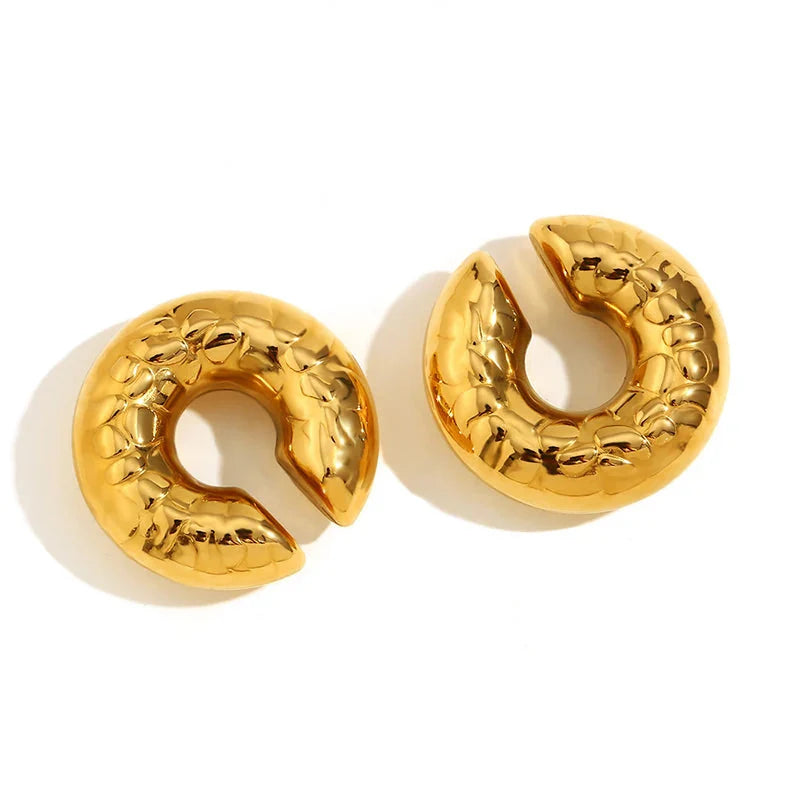 1 Pair Smooth Circle C Shape Clip Earrings For Women Lightweight Without Piercing Cartilage Ear Cuff Gold Silver Color Earrings