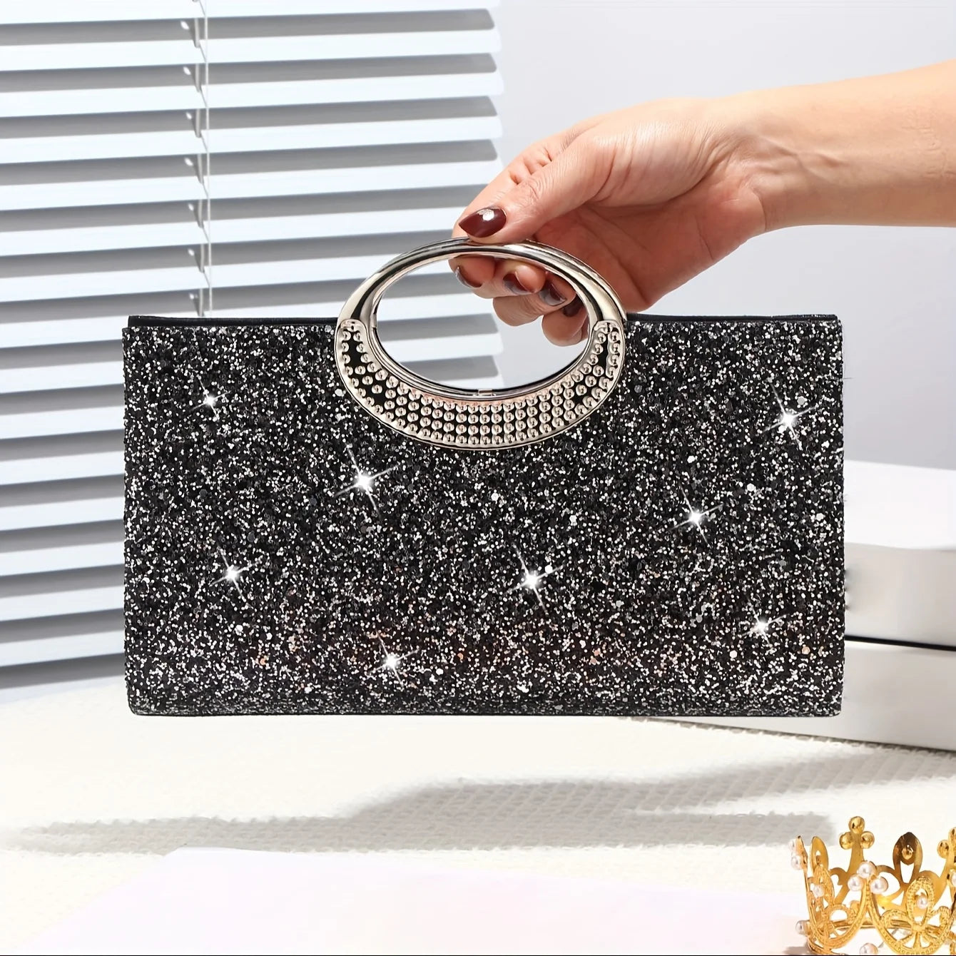 Sparkling Evening Handbag for Ladies, Suitable for Wedding Parties Dances Holiday Gifts, Valentine's Day Gifts, Birthday Gifts