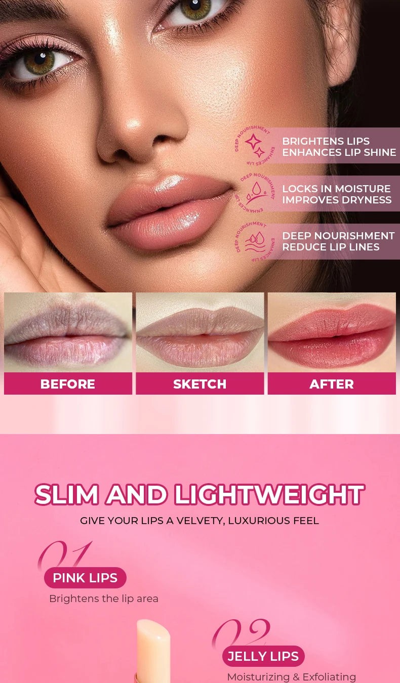 BEAUTY GLAZED Pink Bear Long Lasting Moisturizing Waterproof Natural Lip Balm Natural Formula Repairs Dry Lips Makeup