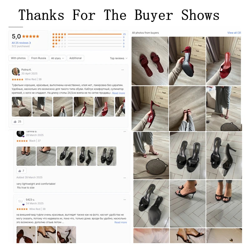 2026 Fashion Sexy Thin High Heels Slides Women Open Toe Pumps Slip Sandal Female Slippers Mule Patent Leather Outdoor Flip Flops