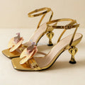 Vivid Orchid Flower Decor Modern Sandals Women Cross Strap Strange Heel Square Toe Party Shoes Summer