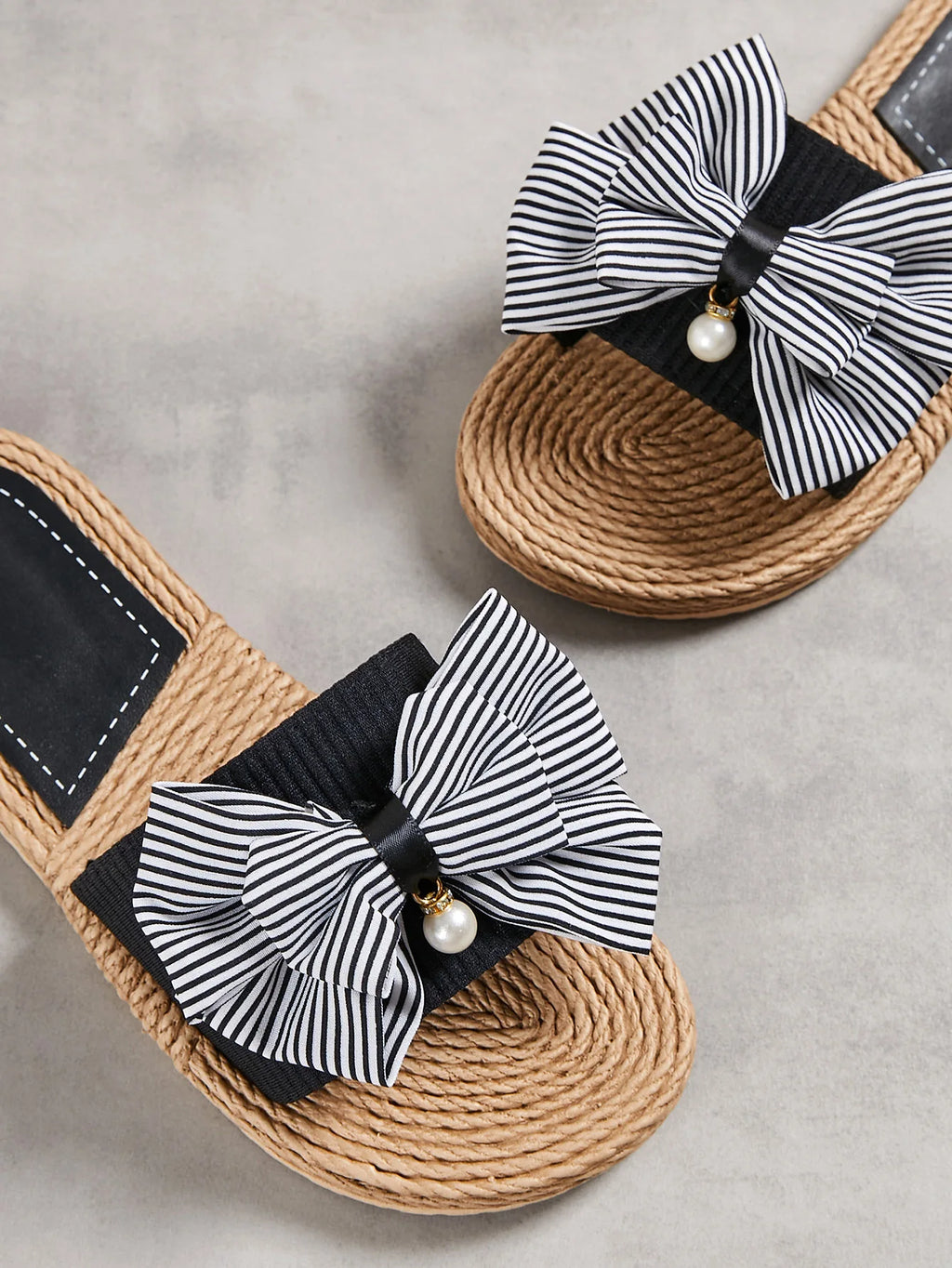 Female Summer Slippers Artificial Straw Sole Shoes Lady Summer Indoor Flat with Flip Flops Stitching Floral Women Slippers