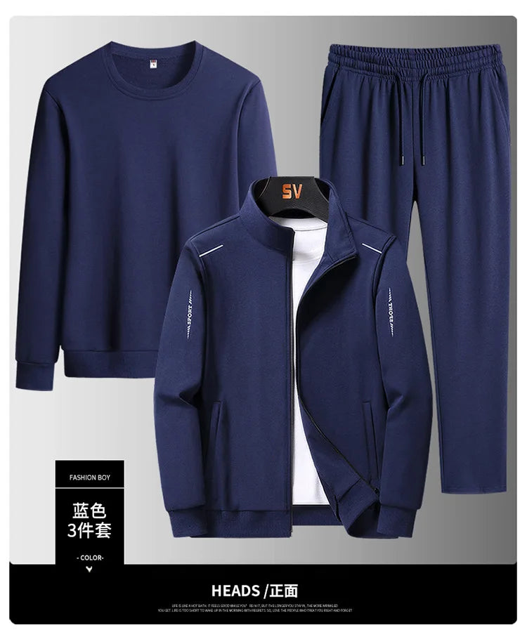 Spring Men's 2025 Sportswear Set Streetwear Casual Outdoor Camping Breathable 3-Piece Tracksuit with Hoodies And Pants Fashion