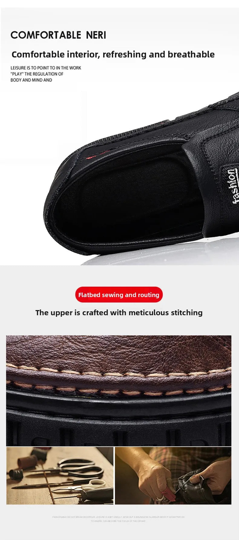 Men's Casual Breathable Leather Surface Shoes Soft Bottom Fashion Business Shoes for Middle-Aged And Elderly Fathers