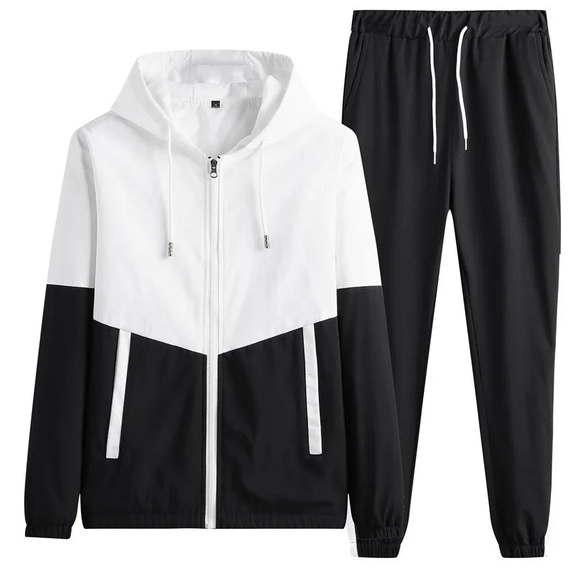 M-6XL New Men's Sportswear Set from Japan South Korea Autumn Casual Wear Men's Hooded Jacket Leg Tied Pants Trendy Casual Suit