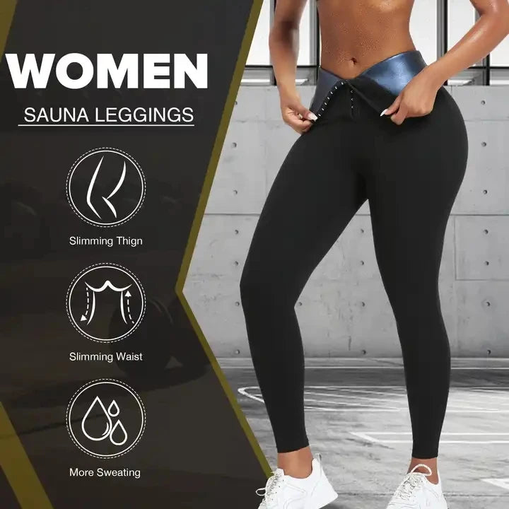 Sauna pants women's sweat-absorbent cropped pants slim leggings, abdomen shaping pants high waist exercise fitness suit
