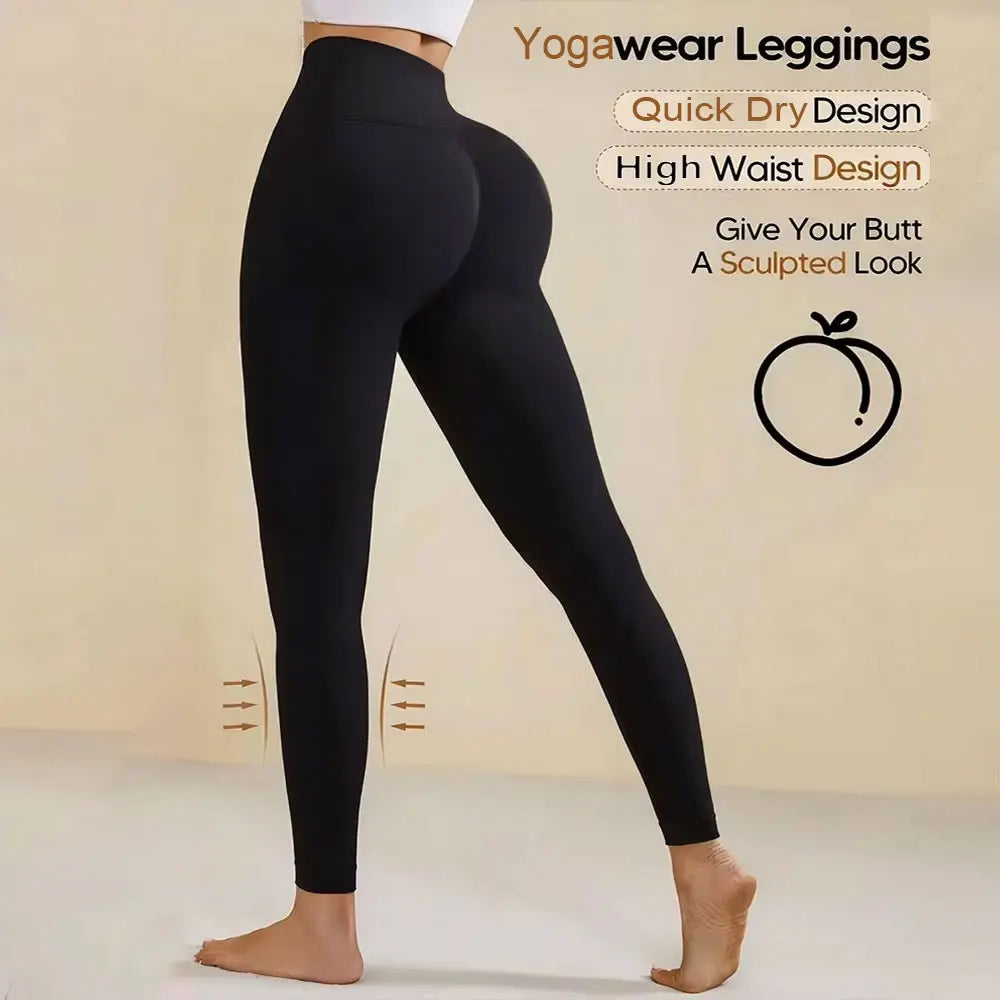 Black Sexy High Waisted Legging Peach Butt Soft Body Naked Feel Moisture WickingYoga Pants Women's Plus Size Fitness Sportswear