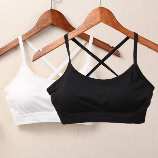 Sports Undertop Women Yoga Fitness Seamless Crop Top Wide Letter Straps Comfortable Workout Activewear Back Without Underwire I