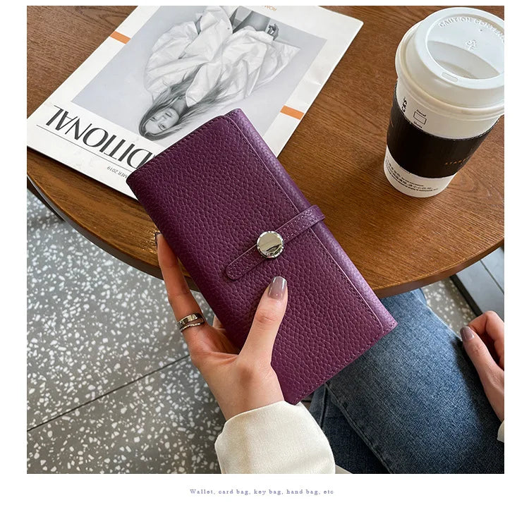 Genuine Leather Wallet Women Long Clutch Fashion Luxury Brand Ladies Purses Card Holder Zipper Coin Pocket High Quality Billfold