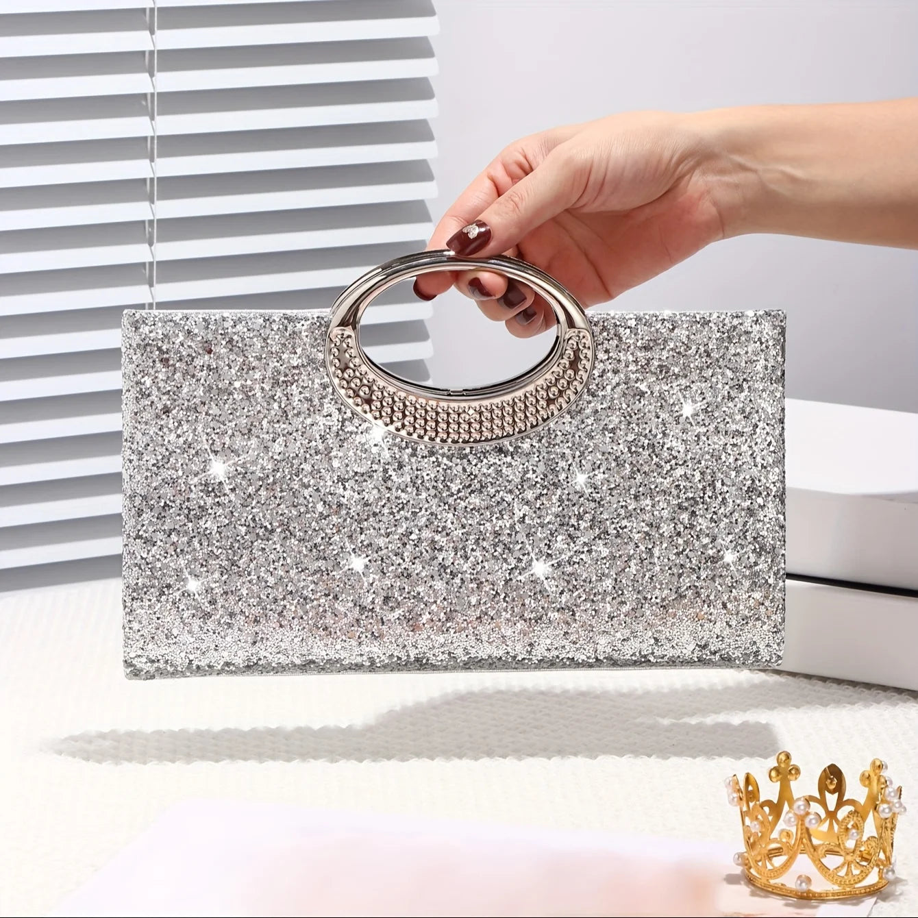Sparkling Evening Handbag for Ladies, Suitable for Wedding Parties Dances Holiday Gifts, Valentine's Day Gifts, Birthday Gifts
