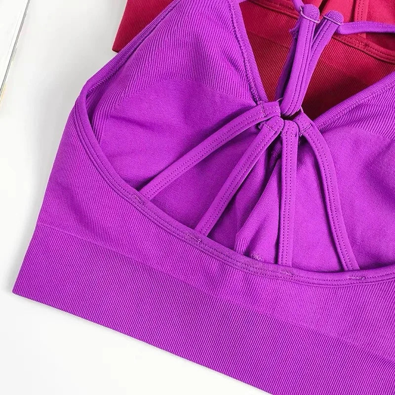 Seamless Yoga Set Padded Push Up Bra High Waist Butt Lift Leggings Breathable Gym Workout Suit