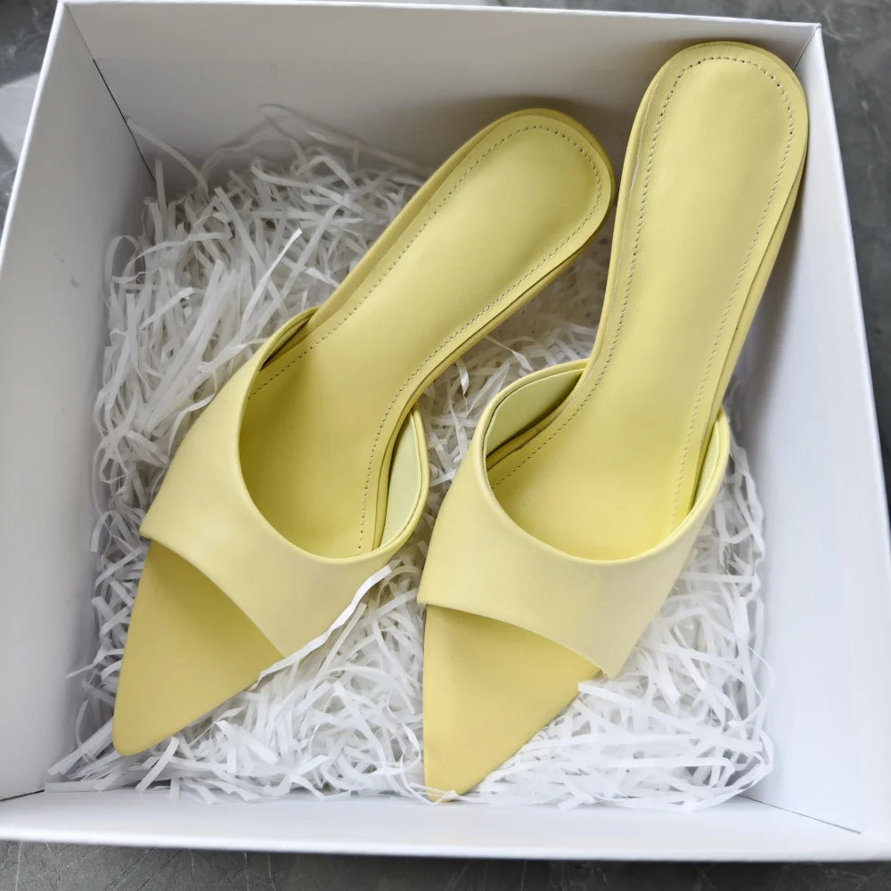 FEDONAS Ins Big Size Women Genuine Leather High Heels Sandals Sexy Pointed Toe Party Wedding Summer Shoes Prom Pumps