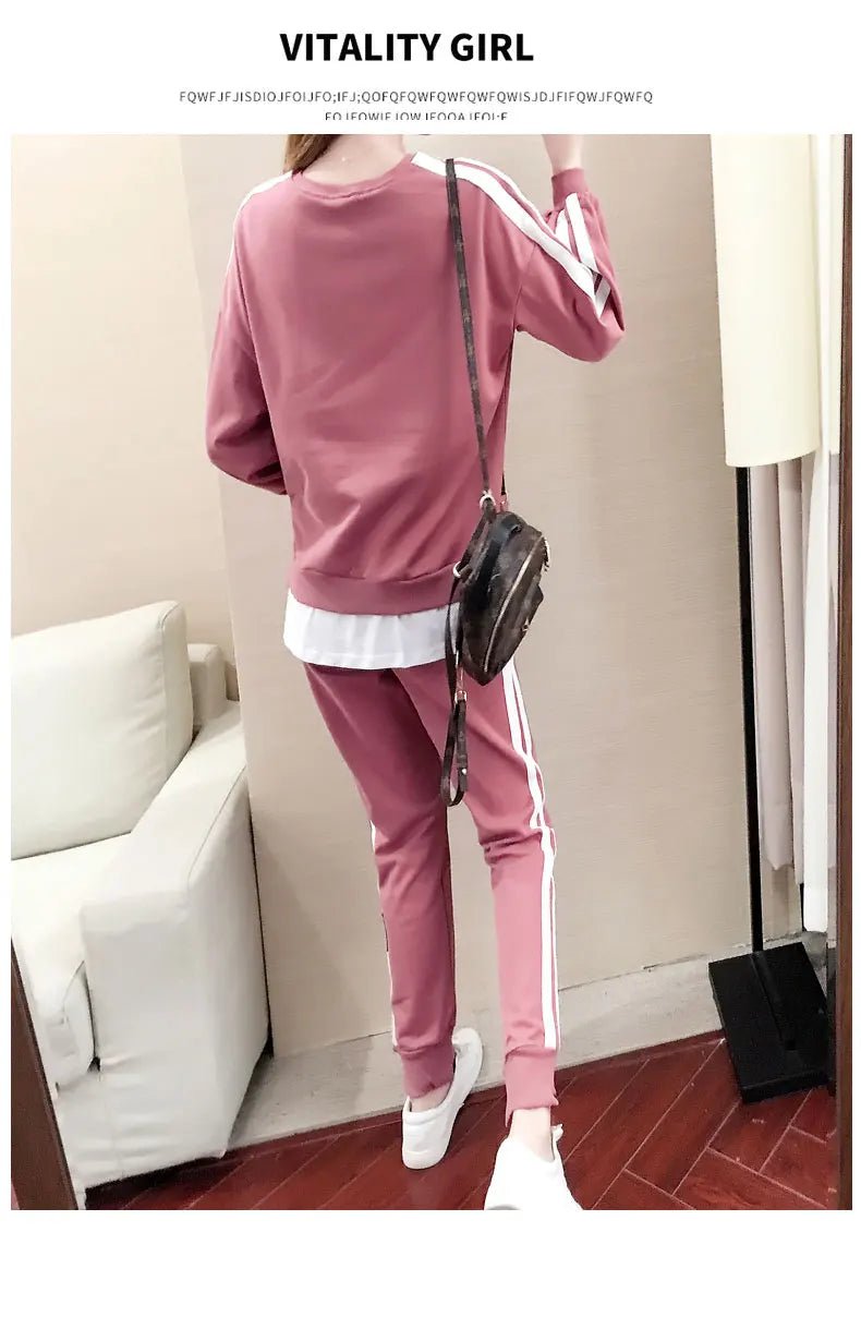 Casual Sportswear Set for Women Spring Autumn New Style Loose Fashionable Large Size Trendy Sweatshirt Best Friend Outfit