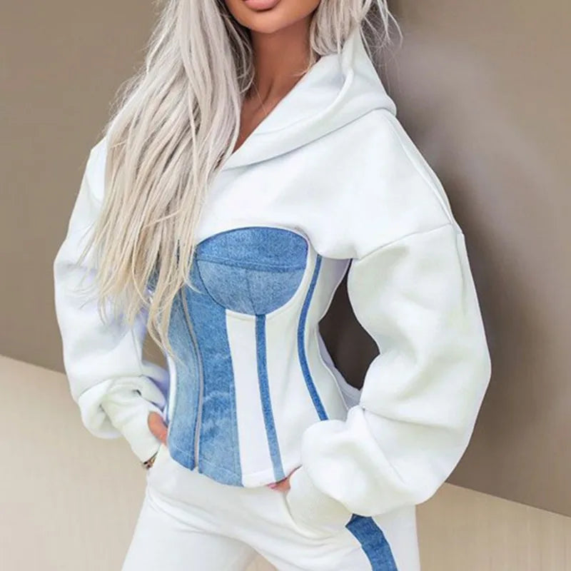Sports Pants Set Women's Jumpsuits Long Sleeves Contrast Color Hoodies Outerwear& Athletic Pants Two-Piece Sets Sports Suits