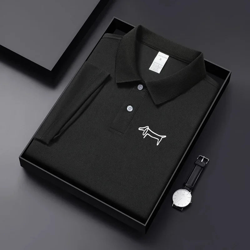 2026 New Summer Premium Solid Color Men's Golf Collar Breathable Fabric Social Casual Top Men's Collar T-shirt