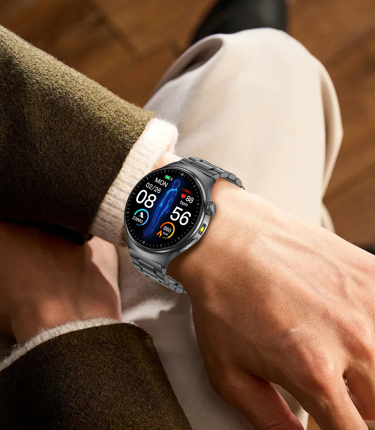 TK27 Men Smart Watch AMOLED ECG Health Monitoring Outdoors Flashlight Bluetooth Calling Sports Fitness Tracker Smartwatch