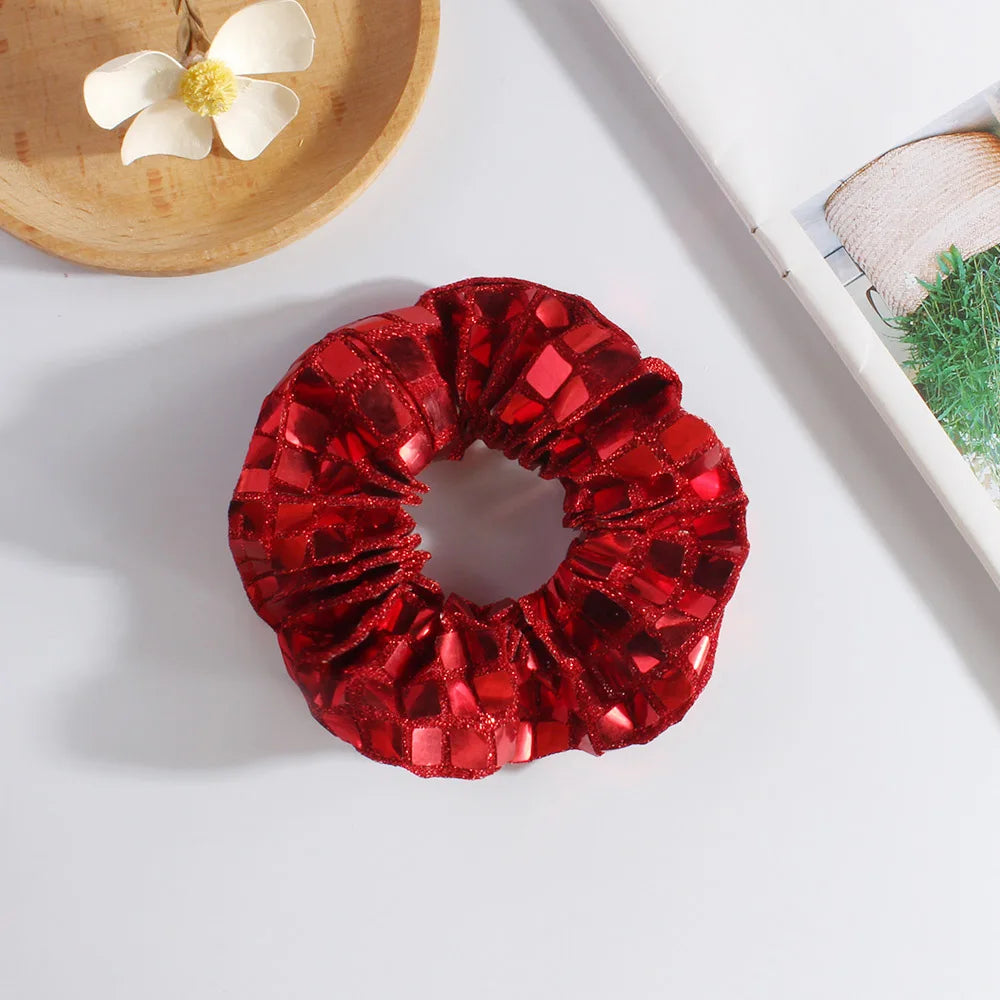 Square sequined large intestine hair band high elastic ponytail women's high-end fabric headrope hair accessories