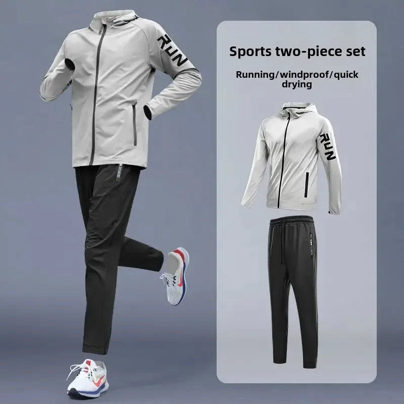 Men's Early Autumn Running Quick-Dry Sportswear Set Varying Weather Cycling Jacket Fitness Casual Athletes Training Outdoorwear