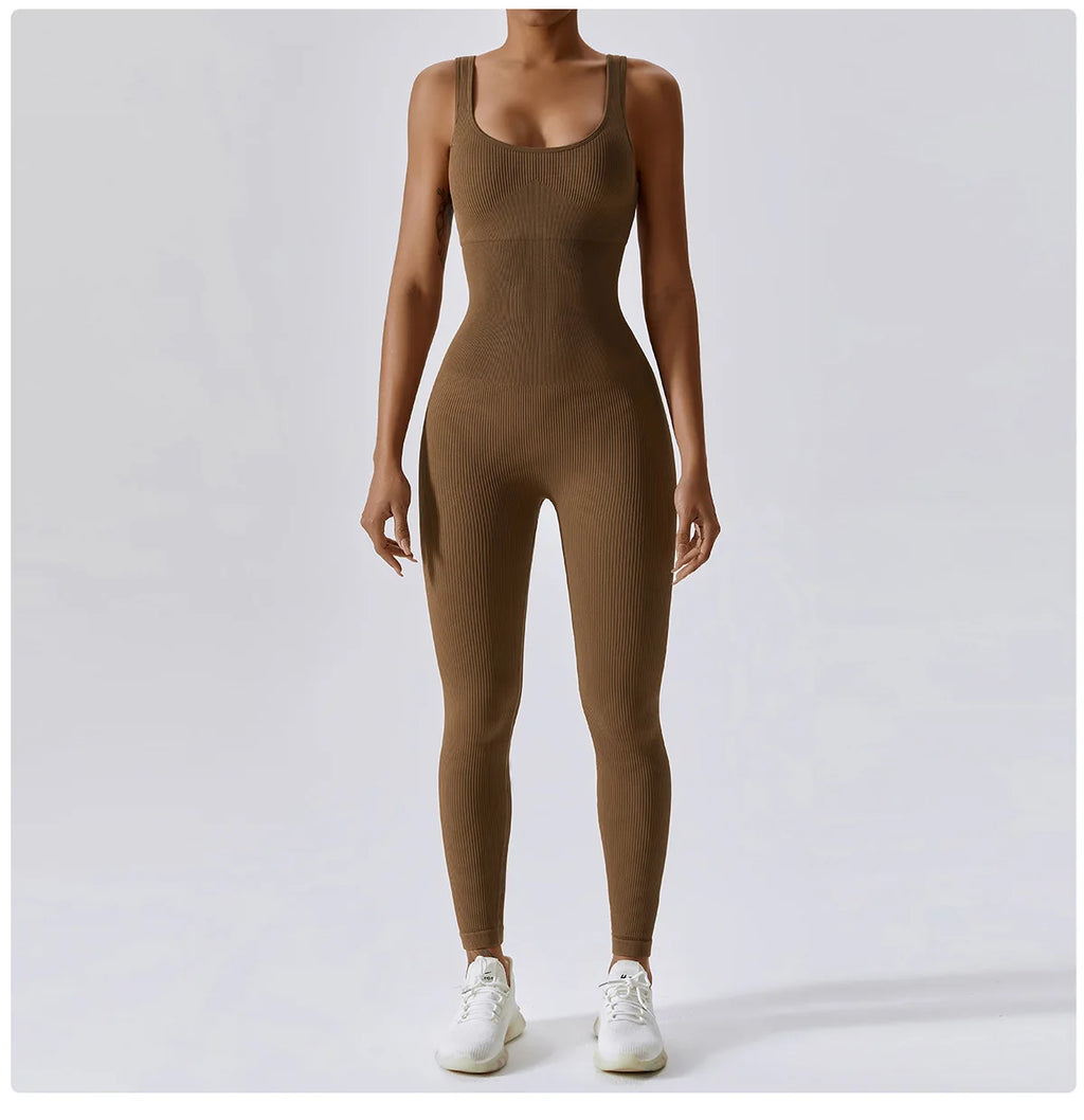Spring Seamless One-Piece Yoga Suit Dance Belly Tightening Fitness Workout Set Stretch Bodysuit Gym Clothes Push Up Sportswear