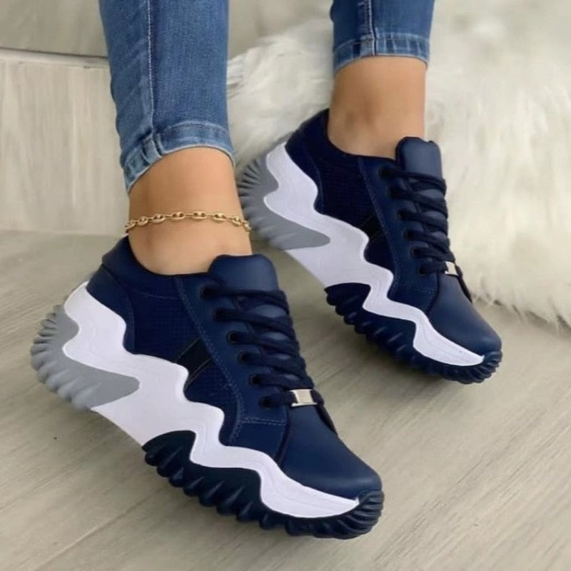 Women's Thick Sole Canvas Sneakers - Summer Casual Shoes