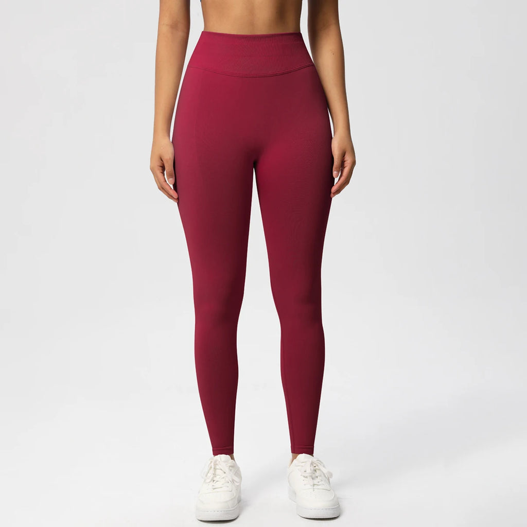 Women's Solid High Waist Sports Leggings, HighStretch Seamless Yoga Leggings, LadiesSportswear for Indoor Outdoor Wear