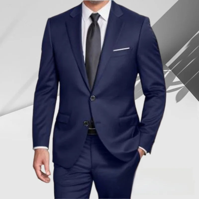 Men's Slim Fit Two-Piece Suit Set Casual Business Formal Wedding Groomsmen High-End Sensation Polyester Fashion Urban