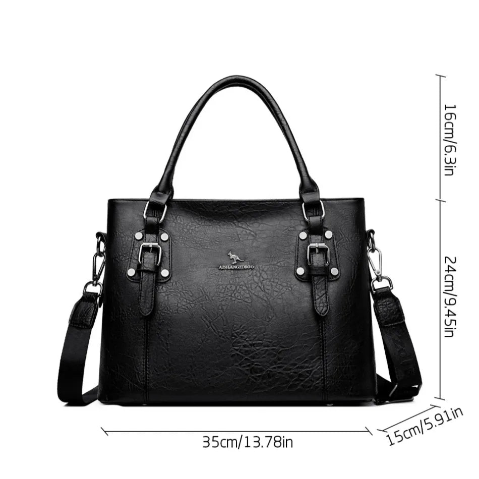 Genuine Brand Soft Pu Leather HandBags Designer Top-Handle Bags Shoulder Crossbody Bags for Women Large Capacity Casual Tote Sac