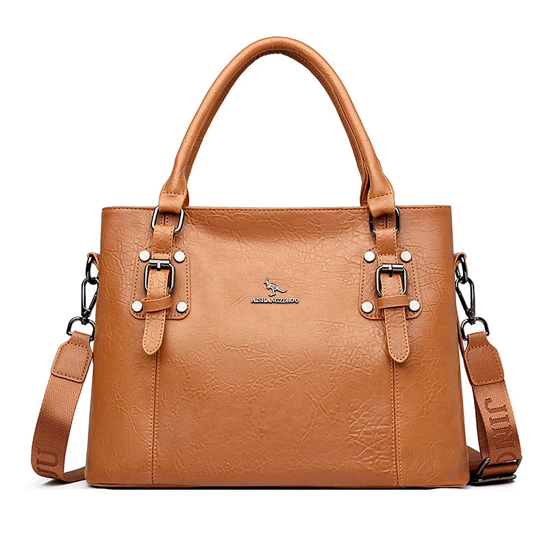 Genuine Brand Soft Pu Leather HandBags Designer Top-Handle Bags Shoulder Crossbody Bags for Women Large Capacity Casual Tote Sac