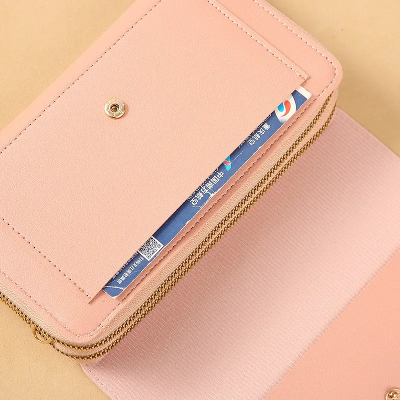 Women’s Mid-Size Wallet Bag – Convertible Shoulder Clutch with Coin Pocket, Multifunctional Design