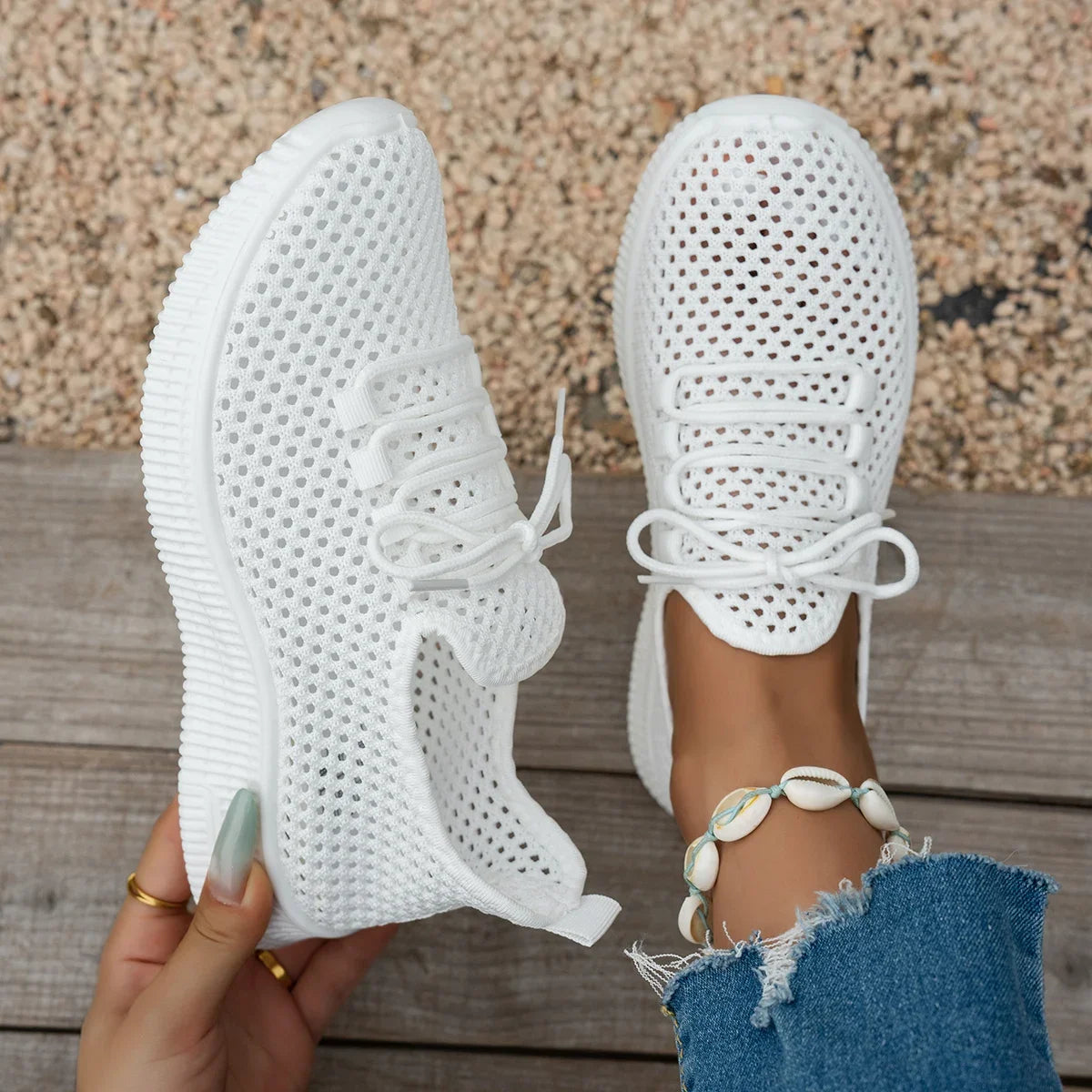 Women's Breathable Mesh Sneakers,  Slip-On Casual Shoes for Summer, Soft-Soled Non-Slip Daily Walking and Commuting Shoes