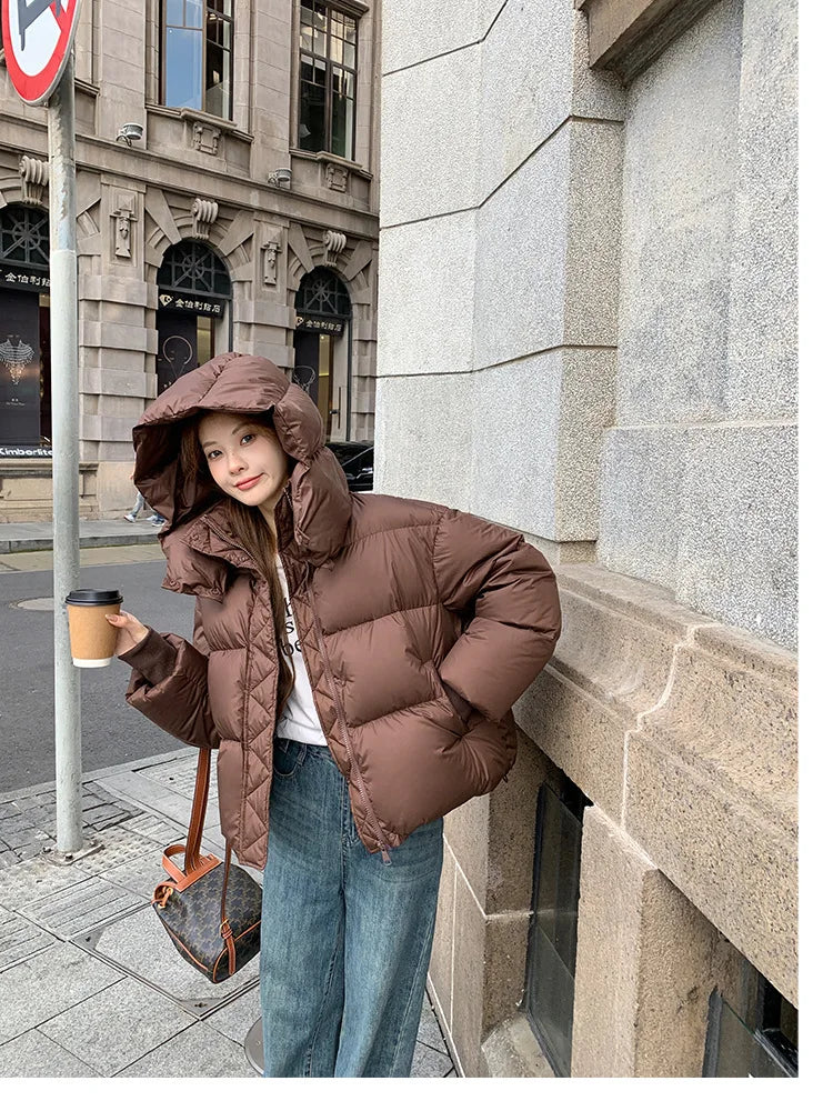 New Winter Puffer Jacket Women Fashion Hooded Down Cotton Overcoat Female Loose Casual Warm Parkas Outerwear