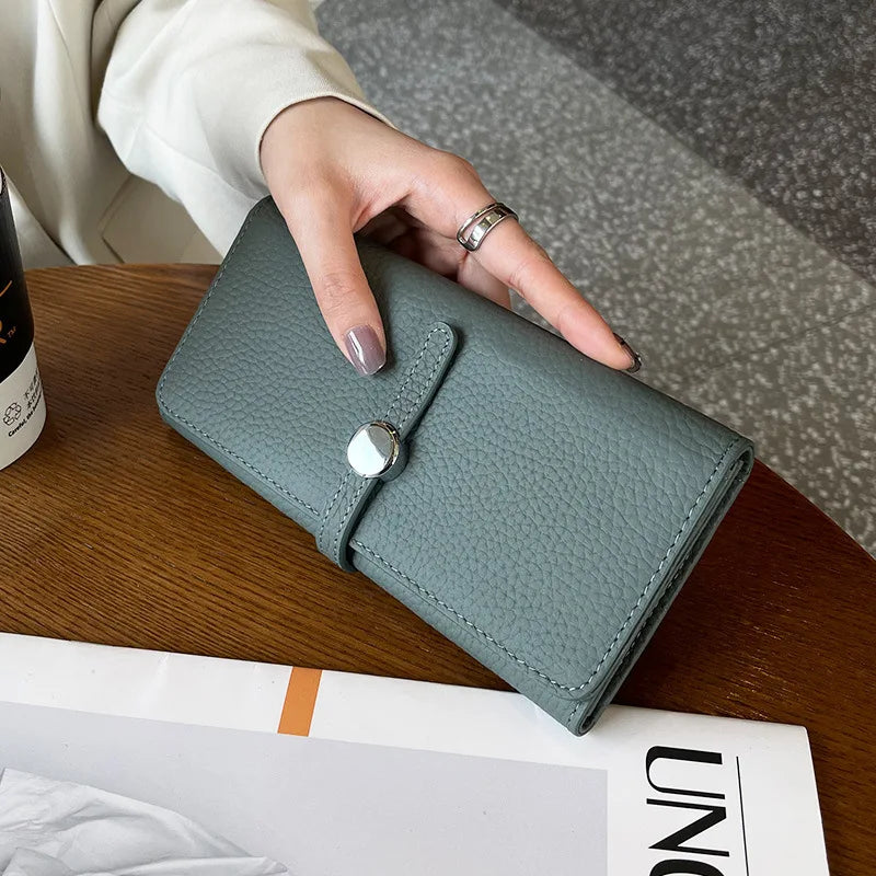 Genuine Leather Wallet Women Long Clutch Fashion Luxury Brand Ladies Purses Card Holder Zipper Coin Pocket High Quality Billfold