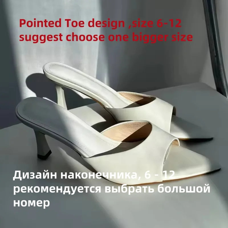 FEDONAS Ins Big Size Women Genuine Leather High Heels Sandals Sexy Pointed Toe Party Wedding Summer Shoes Prom Pumps