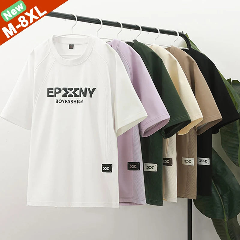 Fast Delivery T-Shirts Men Oversized Summer Male Tshirts Plus Size 7XL 8XL Korean Style T Shirts Plus Size Clothing Man Tee Tops