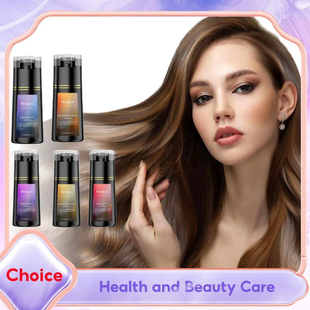 Hair Dye Shampoo for Gray White Hair Coverage 3 in 1 Light Brown DIY Herbal Ingredients Natural Hair Color Shampoo for Women Men