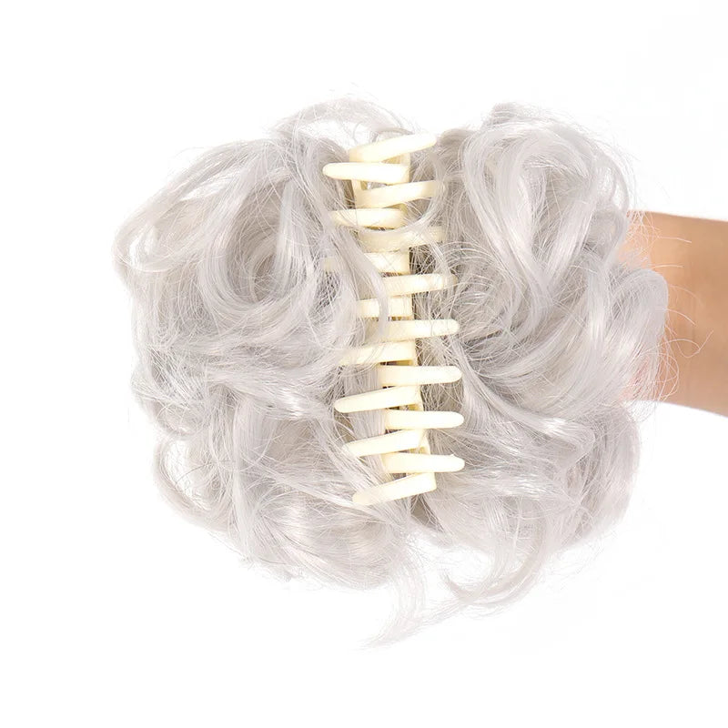 Synthetic Chignon Messy Bun Claw Clip in Hair Piece Wavy Curly Hair Bun Ponytail Extensions Scrunchie Hairpieces for Women