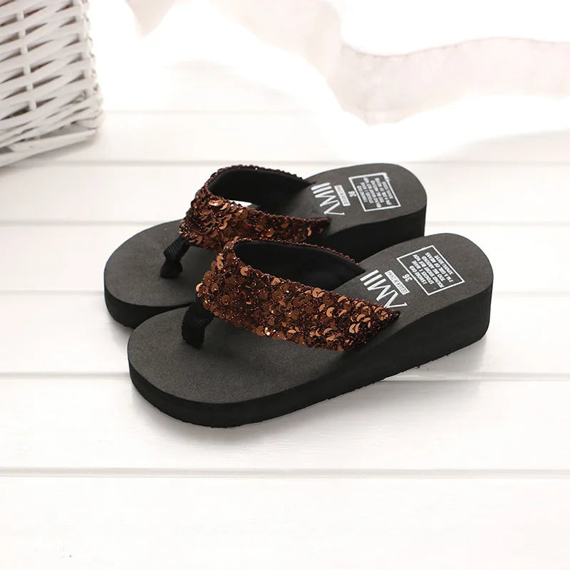 Summer Sequins Slippers Women Sandals Shoes Woman 2024 Open Toe Flip Flops Ladies Clear Outdoor Flat Beach Slides Zapatos Mujer